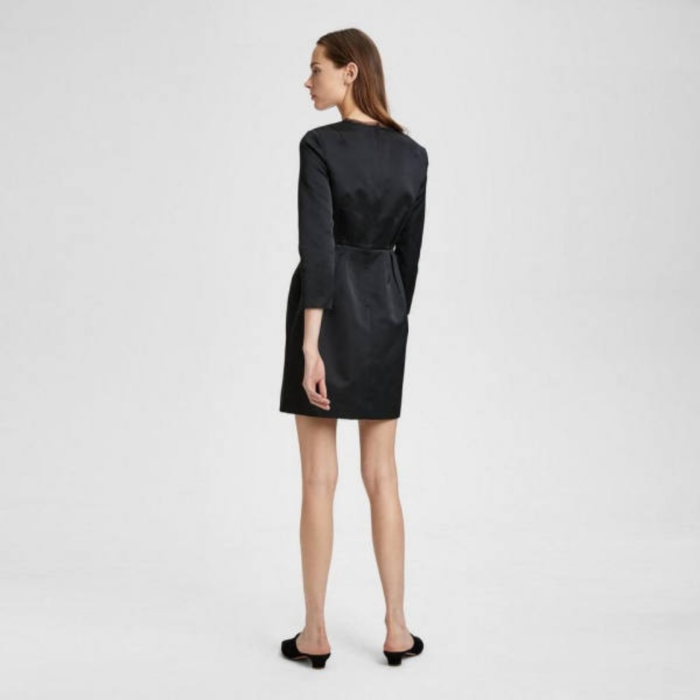 Theory NWT Black Corset Satin Mini Dress Sz 0 $455 - Picture 5 of 8